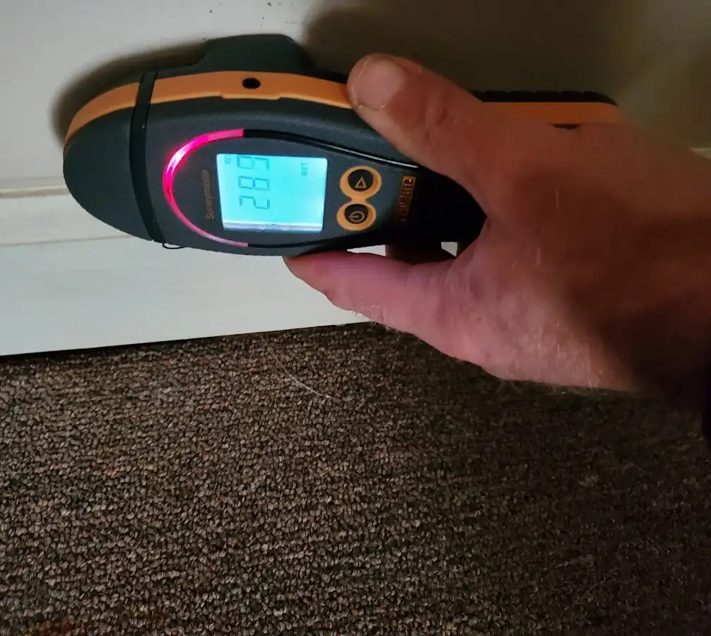 Moisture detection at baseboard during Burst Pipe Cleanup in San Pablo